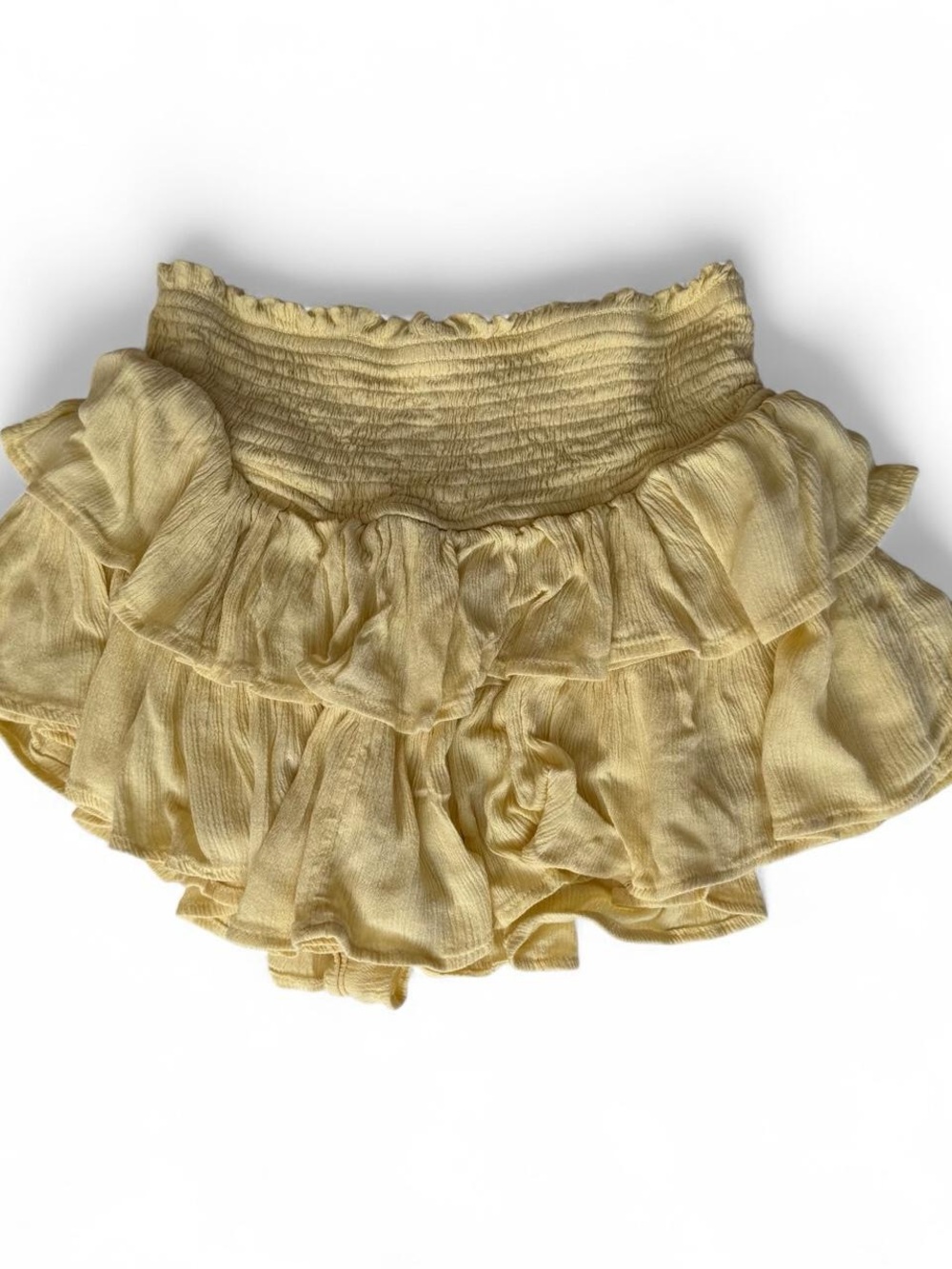 Y2K Yellow Low Rise Ruffle Mini Skirt Women’s Size M Feminine 2000s